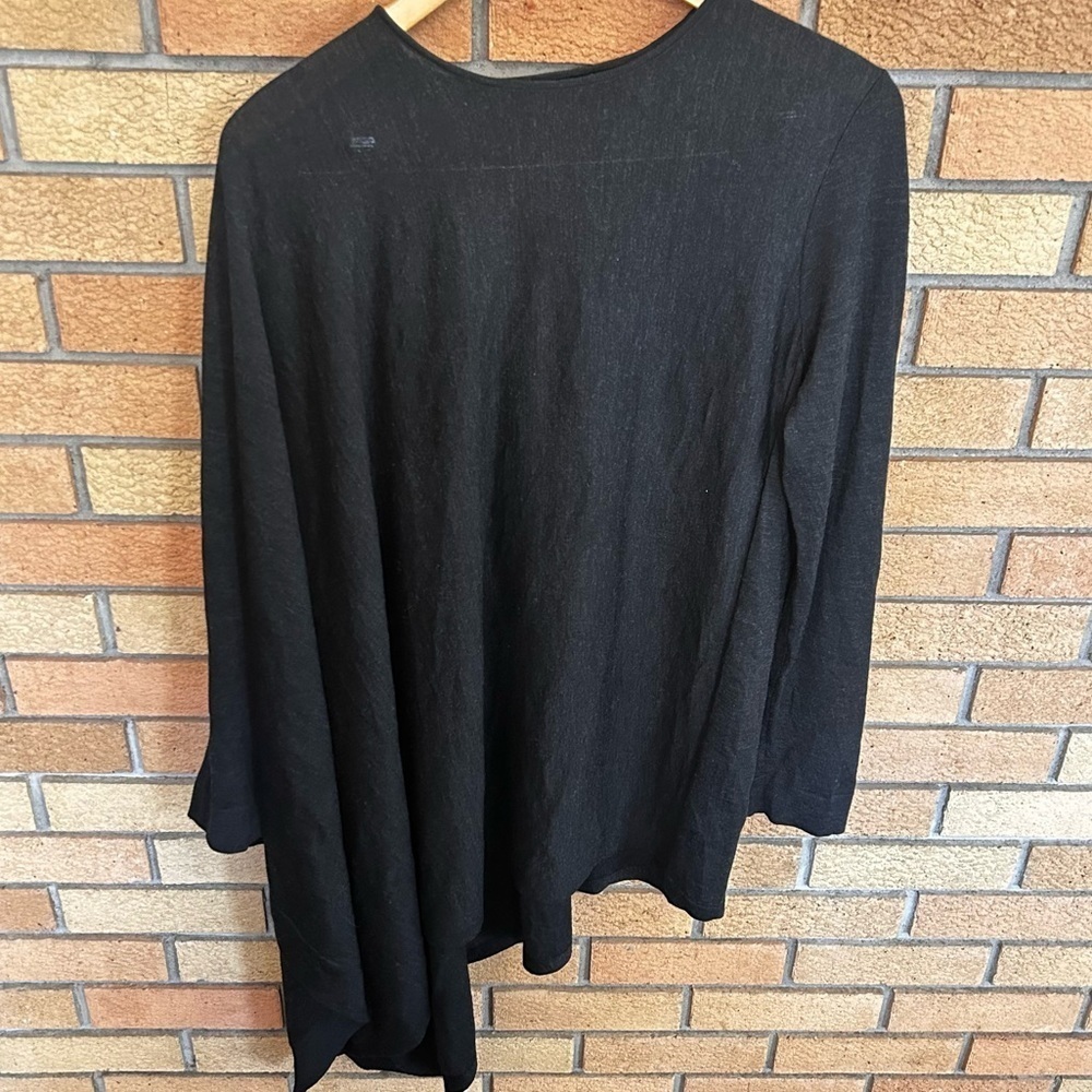 Cos Dark Grey/Black Half Open 100% Wool Sweater Shawl Size Medium